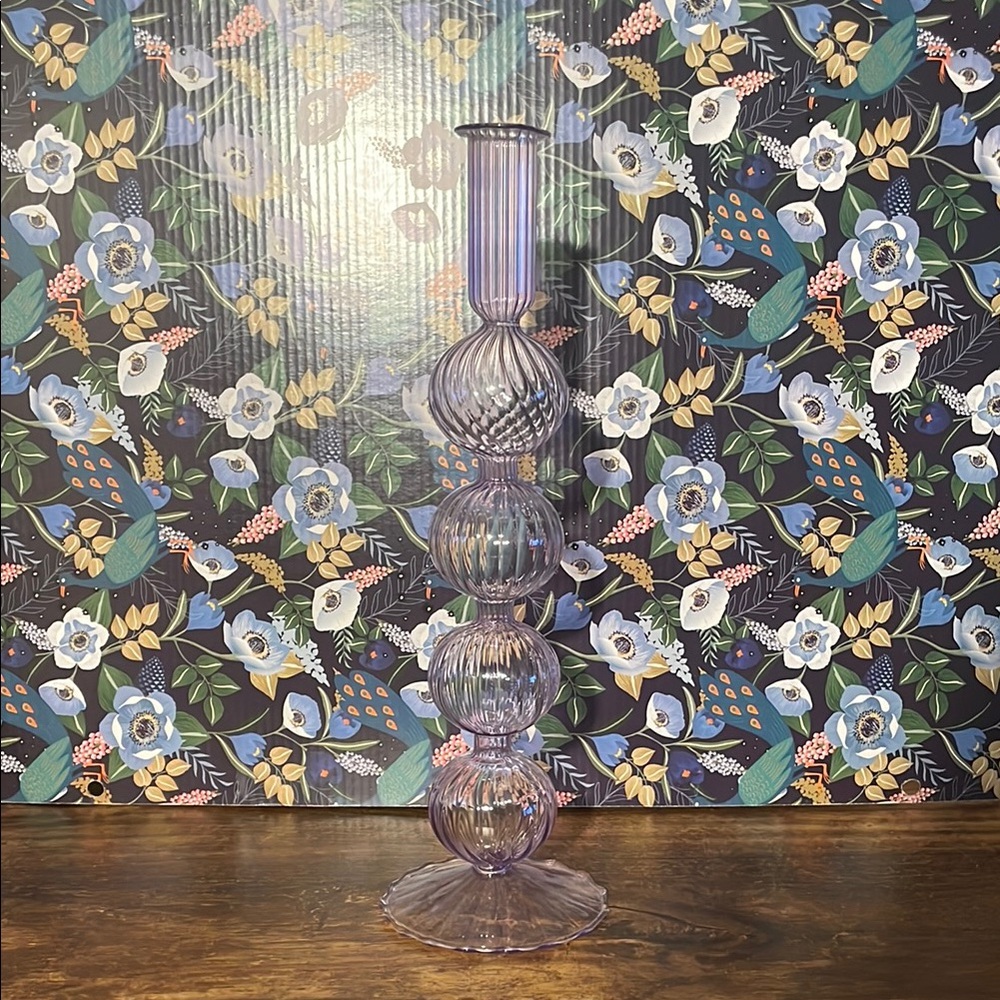 Elegant Purple Glass Candle Holder